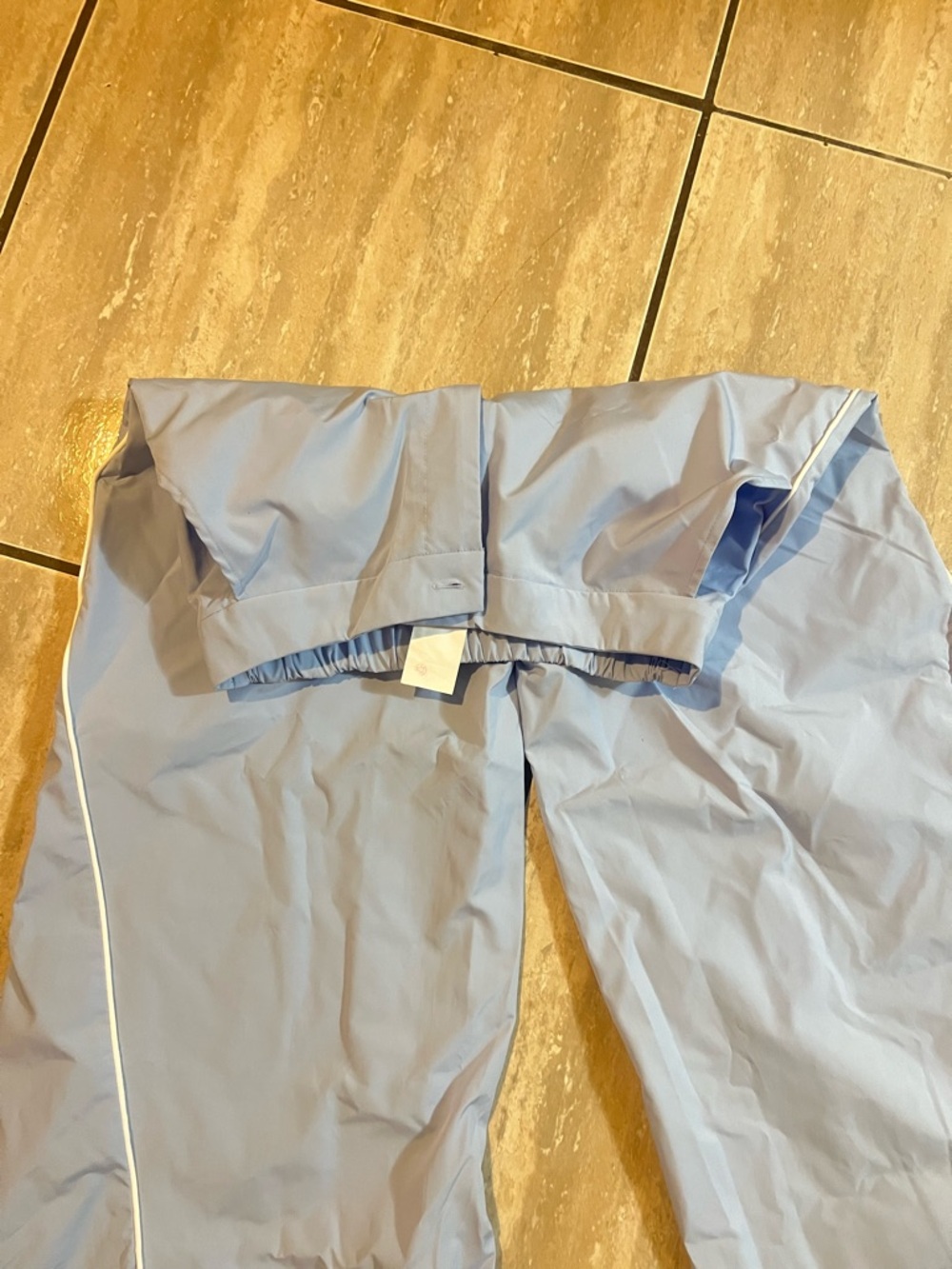 Light Blue Wide Leg Pants with White Piping - Picture 7 of 7